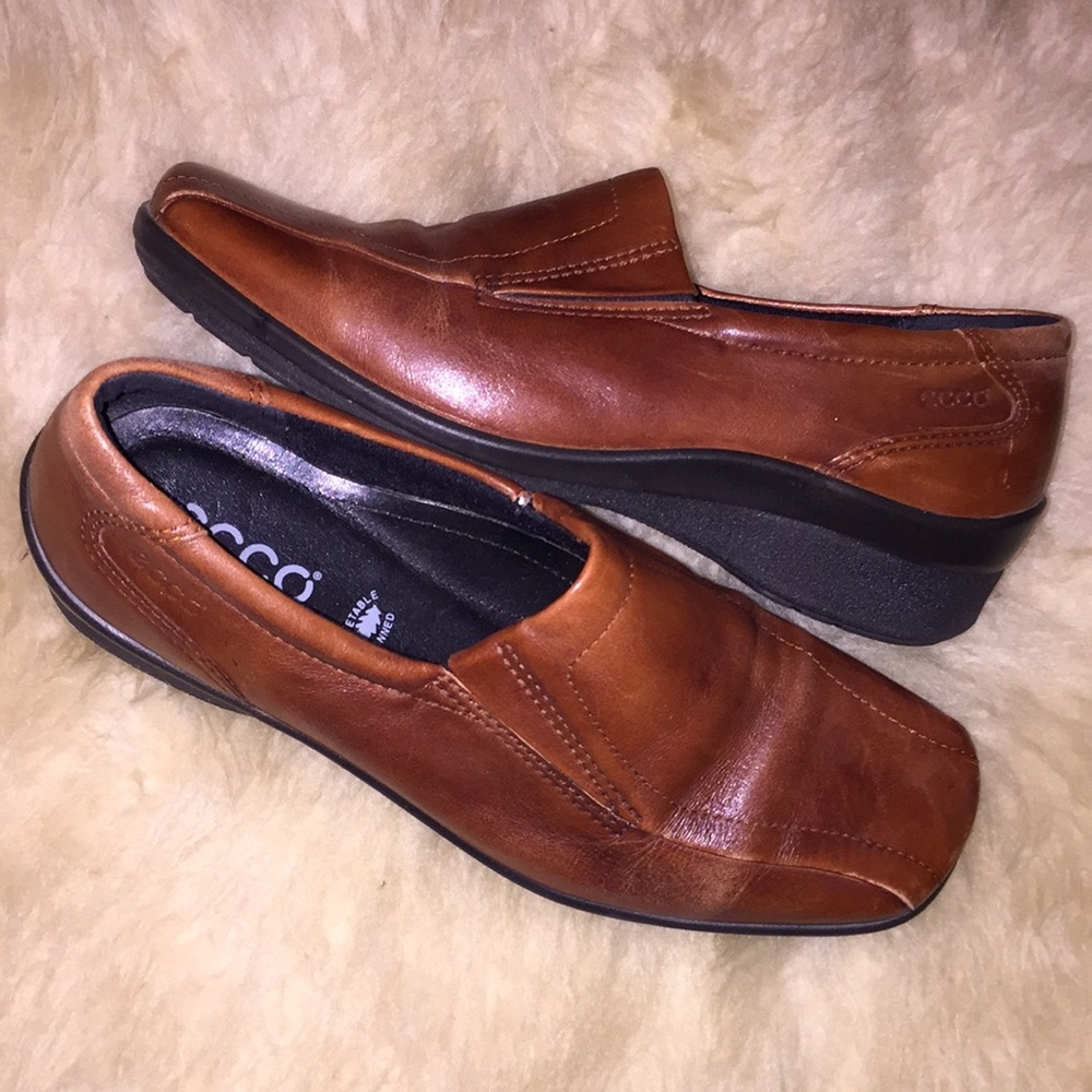 Ecco Light Brown Leather Loafer Shoes
